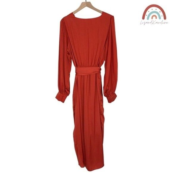 New! City Chic Opulent Faux Wrap Amber Cocktail Party Fall Midi Dress - Picture 4 of 16